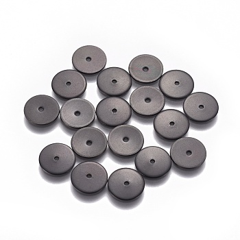 304 Stainless Steel Spacer Beads, Flat Round, Electrophoresis Black, 10x0.8mm, Hole: 1.2mm