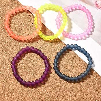 Stretchy Frosted Glass Beads Kids Bracelets for Children's Day, Mixed Color, 42mm