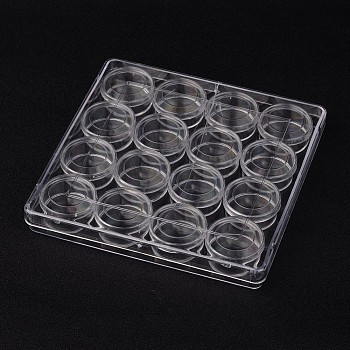 (Defective Outer Rectangle Box), Plastic Bead Containers, with 16pcs 10ml Small Bottles, Clear, 13.5x13.5x1.8cm