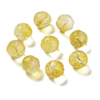 Transparent Glass Beads, Gradient Color, Round, Gold, 12.5x12mm, Hole: 1.4mm