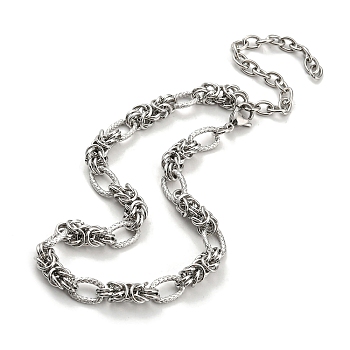 304 Stainless Steel Byzantine Chain Necklaces, Stainless Steel Color, 12.76 inch(32.4cm)