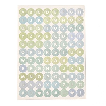 Scrapbooking Round with Capital Letter Self Adhesive Stickers, for Diary, Album, Notebook, DIY Arts and Crafts, Pale Green, 14x10x0.01cm, Tags: 10mm, 88pcs/sheet