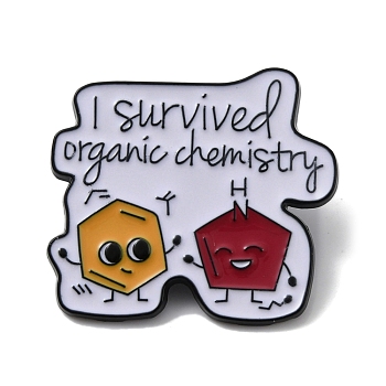 Word I Survived Enamel Pin, Aolly Chemical Theme Brooch for Backpack Clothes, Colorful, 27x30x1.5mm