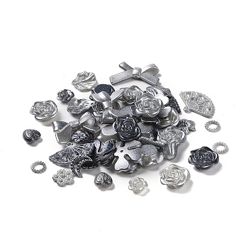 DIY Baroque Jewelry Making Finding Kit, Including Gradient Acrylic Charms and Beads, Mixed Shapes, Dark Gray, 8.5~34.5x8.5~34.5x2~10mm, Hole: 1.4~2.7mm, 1086pcs/500g
