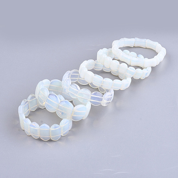 Opalite Stretch Bracelets, Rectangle & Bamboo & Oval, 2 inch~2-1/8 inch(5~5.5cm)