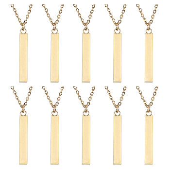 10Pcs Brass Coated Iron Pendant Necklace, Cuboid, Golden, 20.28 inch(51.5cm)