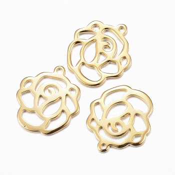 201 Stainless Steel Charms, Flower, Golden, 16x14x1mm, Hole: 1mm