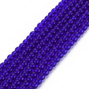 Glass Beads Strands, Round, Slate Blue, 2mm, Hole: 0.6mm, about 185~206pcs/strand, 14.37~14.76 inch(36.5~37.5cm)