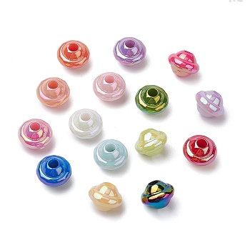 UV Plating Acrylic Beads, UFO, Mixed Color, 10x8.5mm, Hole: 2.8mm