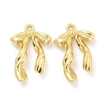 Rack Plating Alloy Pendants, Bowknot Charms, Golden, 24.5x15.5x4mm, Hole: 1.6mm