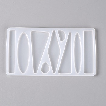 Silicone Molds, Hair Accessories Molds, For DIY Clamp Decoration, UV Resin & Epoxy Resin Jewelry Making, Mixed Shapes, White, 80x145x5mm