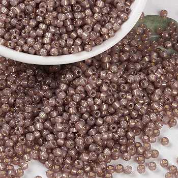 MIYUKI Round Rocailles Beads, Japanese Seed Beads, 8/0, (RR641) Dyed Rose Bronze Silverlined Alabaster, 8/0, 3mm, Hole: 1mm, about 2111~2277pcs/50g