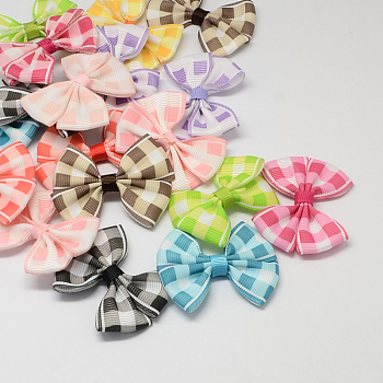 Handmade Woven Costume Accessories, Grosgrain Bowknot, Mixed Color, 54x42x8mm, about 200pcs/bag