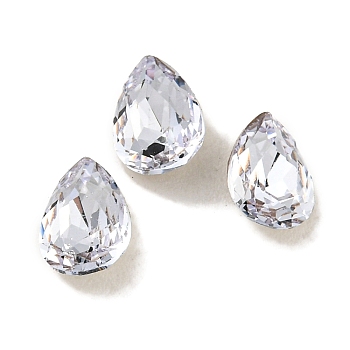 Glass Rhinestone Cabochons, Flat Back & Back Plated, Faceted, Teardrop, Alexandrite, 6x4x2.5mm