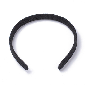 Hair Accessories Plain Plastic Hair Band Findings, No Teeth, with Velvet, Black, 122mm