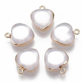 Resin Pendants, with Gold Plated Iron Loops, Imitation Cat Eye Style, Heart, WhiteSmoke, 19x16x8mm, Hole: 1.8mm
