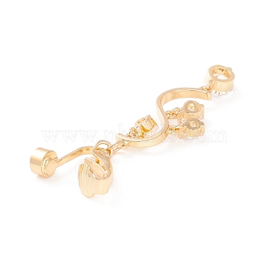 Wave Cubic Zirconia Charm Belly Ring(AJEW-F057-18G)-2