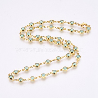Faceted Glass Link Chain Necklaces(NJEW-F230-02G)-2