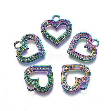 Multi-color Heart 304 Stainless Steel Charms