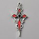 Jet Rhinestone Cross Pendatn with Red Enamel(ENAM-WH0001-06AS-03)-1