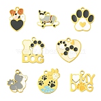 8Pcs 8 Styles 304 Stainless Steel Enamel Pendants, Ion Plating(IP), Golden, Paw Print & Dog, Mixed Color, 11~17.5x10.5~15.5x1.5mm, Hole: 1.4~1.5mm, 1pc/style(STAS-CJ0003-38)