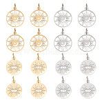 16Pcs 4 Style 201 Stainless Steel Pendants, with Jump Ring, Flat Round with Sun & Flat Round with Evil Eye, Golden & Stainless Steel Color, 4pcs/style(STAS-DC0004-50)