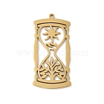304 Stainless Steel Pendants, Sand Clock, Golden, 38x18.5x1.5mm, Hole: 1.5mm(STAS-G355-13G)