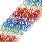 Electroplate Transparent Glass Beads Strands, Rondelle, Faceted, Mixed Color, 8~8.5x6~6.5mm, Hole: 1.2~1.5mm, about 48~49pcs/strand, 12.01~12.40 inch(30.5~31.5cm)(EGLA-N022-17A-C01)