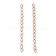 304 Stainless Steel Chain Extender, Dapped Curb Chain, Rose Gold, 45~52mm, Link: 4.5x2.5x0.5mm(STAS-I147-01RG)