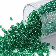 TOHO Round Seed Beads, Japanese Seed Beads, (108B) Transparent Mint Green Luster, 11/0, 2.2mm, Hole: 0.8mm, about 5555pcs/50g(SEED-XTR11-0108B)