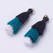 Nylon Tassel Decorations, with Iron Findings, Pendant Decoration, Golden, Colorful, 43x8mm, Hole: 3x4mm(OCOR-P004-C03)