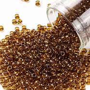 TOHO Round Seed Beads, Japanese Seed Beads, (2152) Transparent Dark Golden Amber, 8/0, 3mm, Hole: 1mm, about 220pcs/10g(X-SEED-TR08-2152)