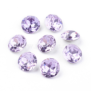Pointed Back & Back Plated Glass Rhinestone Cabochons, Grade A, Faceted, Flat Round, Violet, 10x5mm(RGLA-J012-10mm-371)