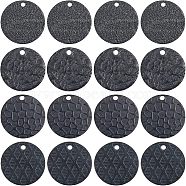 24Pcs 4 Style Stainless Steel Pendants, Flat Round, Electrophoresis Black, 15x1mm, Hole: 1.4~1.5mm, 6pcs/style(STAS-UN0037-17)