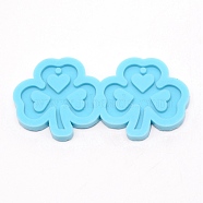 Clover DIY Pendant Silicone Molds, for Earring Making, Resin Casting Molds, For UV Resin, Epoxy Resin Jewelry Making, Deep Sky Blue, 59x118x9mm, Hole: 4mm, Inner Diameter: 49x52mm(DIY-WH0301-91)