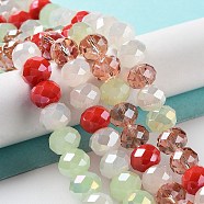 Glass Beads Strands, Faceted, Rondelle, Red, 10x8mm, Hole: 1mm, about 63~65pcs/strand, 19.2~20 inch(48~50cm)(EGLA-A034-M10mm-57)