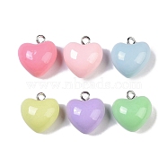 Opaque Resin Pendants, with Loop, Heart, 17x15.5x9.5mm, Hole: 2mm(RESI-H162-07P-03)
