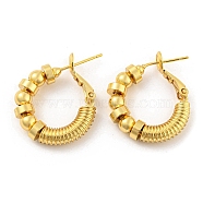Rack Plating Brass Flat Round Beaded Hoop Earrings, Long-Lasting Plated, Cadmium Free & Lead Free, Real 18K Gold Plated, 28.5x20.5x5mm(EJEW-K263-13G)