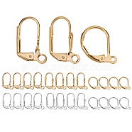 24Pcs 6 Styles Brass Huggie Hoop Earring Findings & Leverback Earring Findings, with Loop, 925 Sterling Silver Plated & Real 24K Gold Plated, Golden & Silver, 4pcs/Style(KK-SZ0001-48)