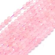 Natural Rose Quartz Beads Strands, Faceted, Round, 3mm, Hole: 0.5mm, about 113pcs/strand, 15.35 inch(39cm)(G-E411-26-3mm)