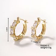 Shiny Hoop Earrings with Micro-inlaid Diamonds, Sweet and Luxurious, Golden, 23x4mm(EO1753-3)