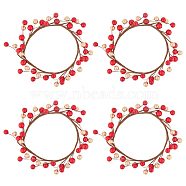 Plastic Artificial Berry Candle Ring, Centerpiece Wreath Candle Holder for Christmas, Valentine's Day, Winner Wedding, Red, 150x151x33mm, Inner Diameter: 93mm(AJEW-WH0401-05)