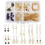 SUNNYCLUE DIY Earring Making Kits, Including Alloy & 304 Stainless Steel & Natural Shell Pendants, Brass Linking Rings & Earring Hook & Jump Rings & Pins, Glass Beads and Alloy Link Connectors, Golden, 13x8x2mm, Hole: 1.5mm, 2pcs/box(DIY-SC0015-97)