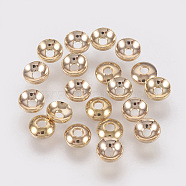 Brass Bead Caps, End Caps for Jewelry Making, Nickel Free, Real 18K Gold Plated, 4x1mm, Hole: 1mm(X-KK-T014-122G)