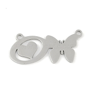 Non-Tarnish 304 Stainless Steel Pendants, Letter & Butterfly Charms, Letter O, 11x23.5x0.9mm, Hole: 1.2mm(STAS-L279-002P-O)