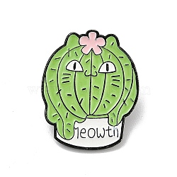 Fanny Cactus Cat Shaped Enamel Pins, Alloy Brooch for Backpack Clothes, Yellow Green, 30x24mm(JEWB-R001-05EB-04)