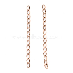 304 Stainless Steel Chain Extender, Dapped Curb Chain, Rose Gold, 45~52mm, Link: 4.5x2.5x0.5mm(STAS-I147-01RG)
