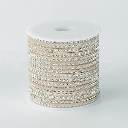 Rivet Faux Suede Cord, Faux Suede Lace, with Aluminum, Wheat, 3x2mm, about 20yards/roll(LW-M001-10)