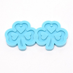 Clover DIY Pendant Silicone Molds, for Earring Making, Resin Casting Molds, For UV Resin, Epoxy Resin Jewelry Making, Deep Sky Blue, 59x118x9mm, Hole: 4mm, Inner Diameter: 49x52mm(DIY-WH0301-91)