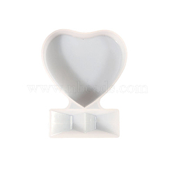 DIY Food Grade Silicone Heart Photo Frame Display Molds, Resin Casting Molds, for UV Resin, Epoxy Resin Craft Making, White, 125x102x20mm(SIMO-PW0015-35B)